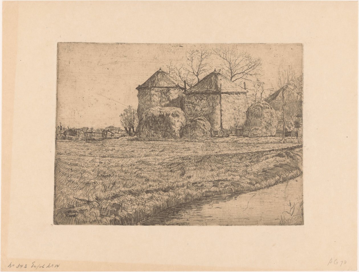 Ferme avec deux granges à foin - Pieter Dupont