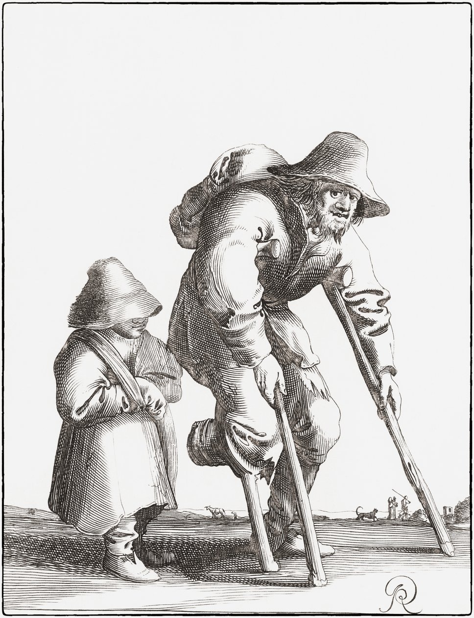 Mendiant estropié avec enfant - Pieter Jansz (after) Quast