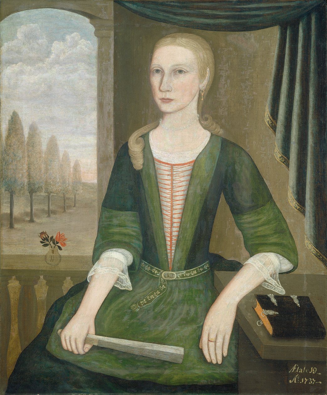 Jeune dame avec un éventail, 1737 - Pieter Vanderlyn