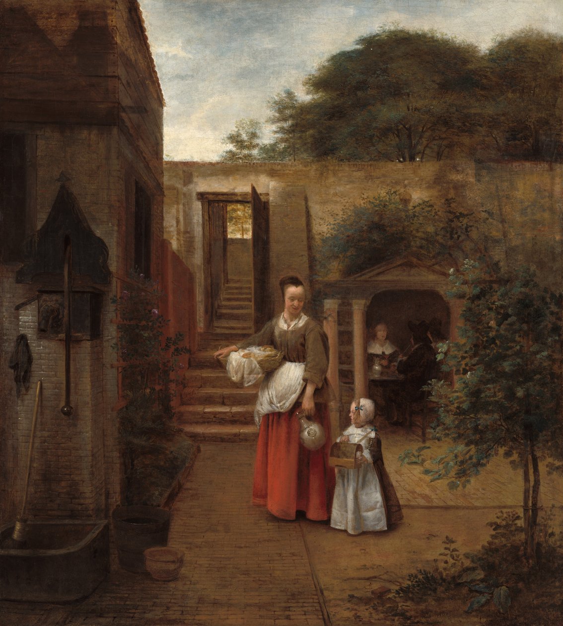 Femme et enfant dans une cour - Pieter de Hooch