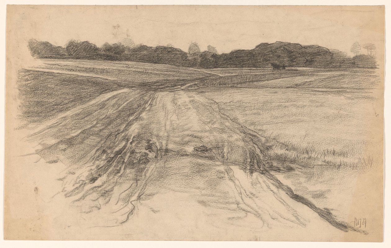 Chemin de campagne à travers le champ ouvert - Pieter de Josselin