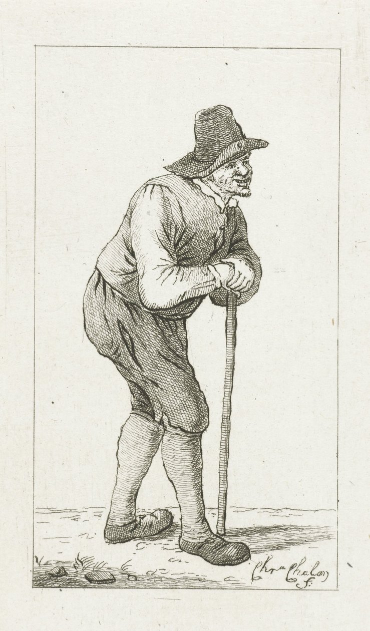 Homme appuyé sur un bâton - Pieter de Mare