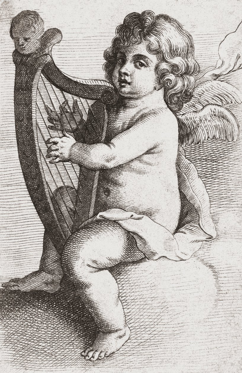 Un ange enfant jouant de la harpe - Pieter van Avont