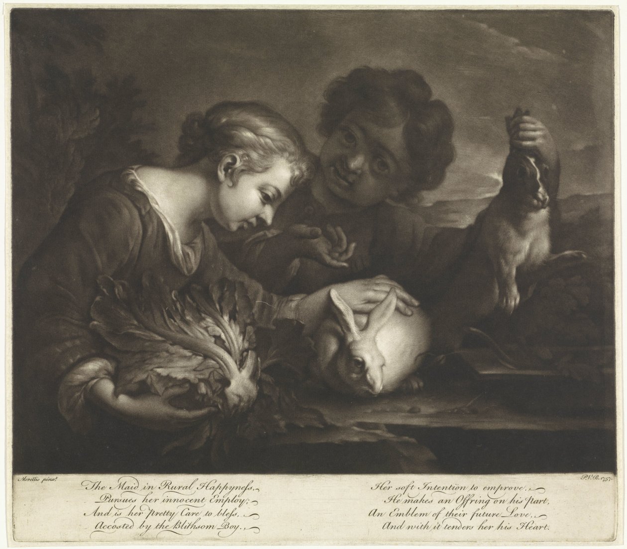 Deux enfants avec des lapins - Pieter van Bleeck