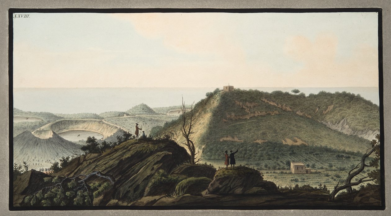 Vue du sommet du Monte Gauro ou Barbaro dans son cratère, Planche XXVIII, de 
