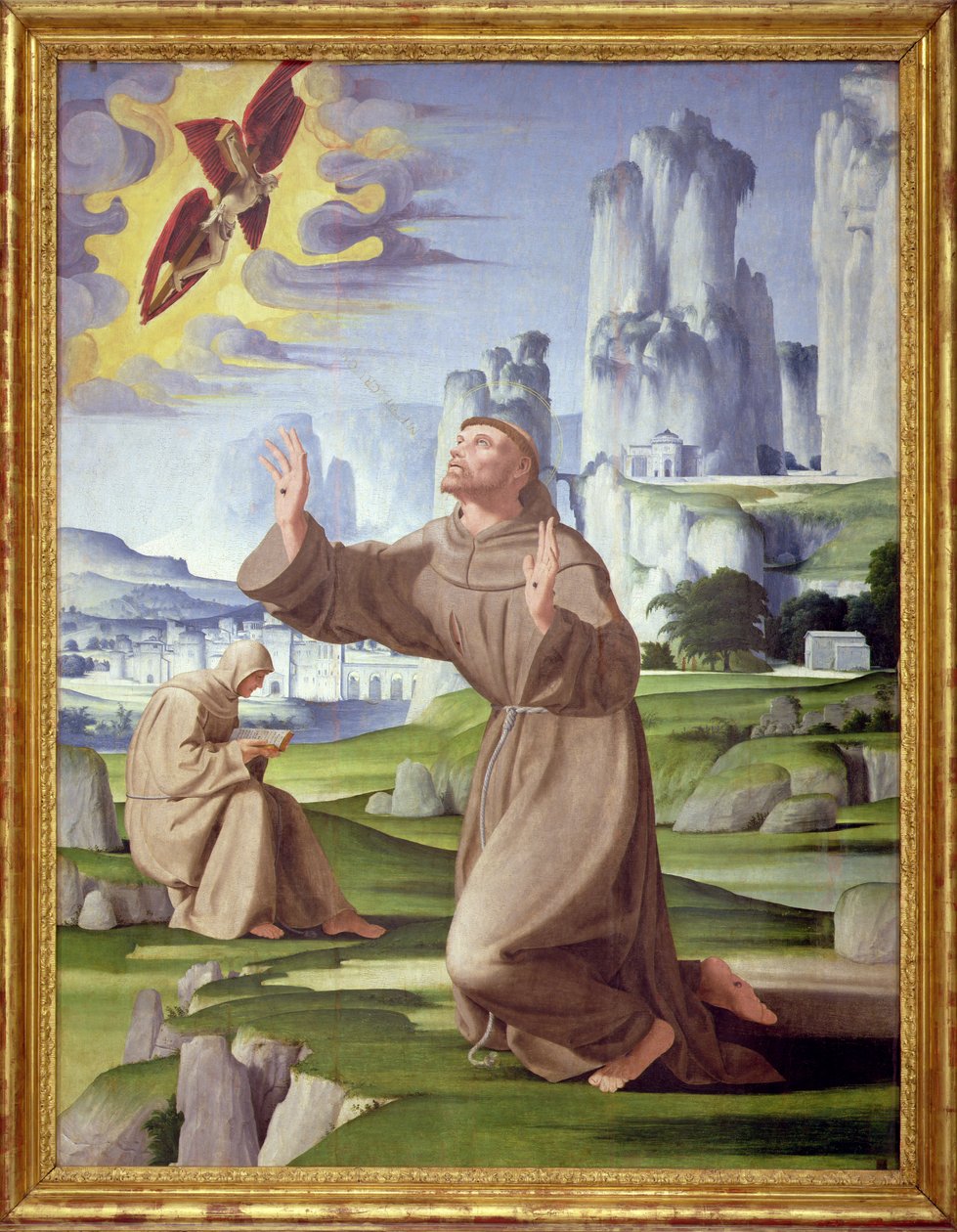 Saint François recevant les stigmates (détail) - Pietro Francione