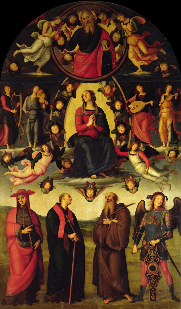 La Vierge en majesté, avec des anges et des saints (retable de Vallombrosa) - Pietro Perugino