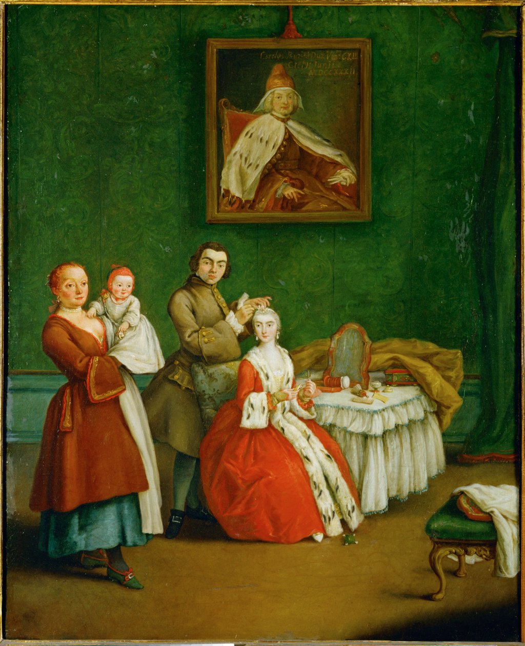Le coiffeur ... (peinture sur toile) - Pietro (circle of) Longhi