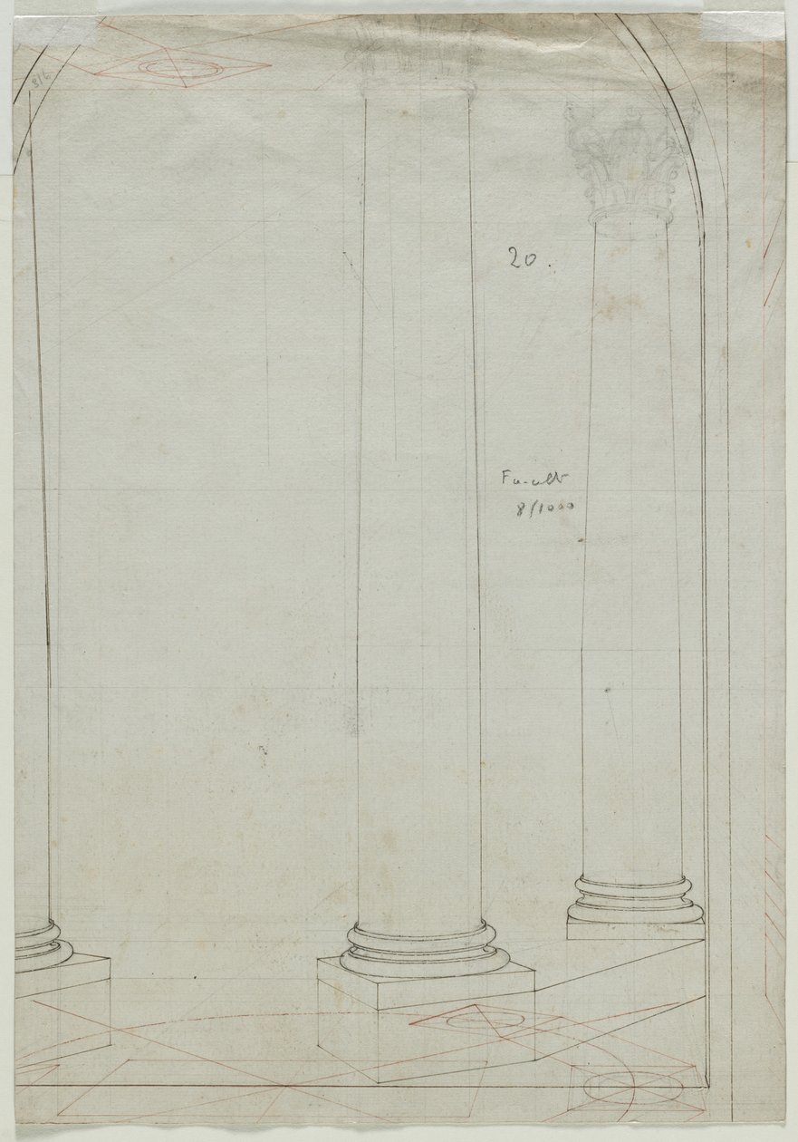 Dessin architectural de colonnes (verso) - Pietro Fancelli