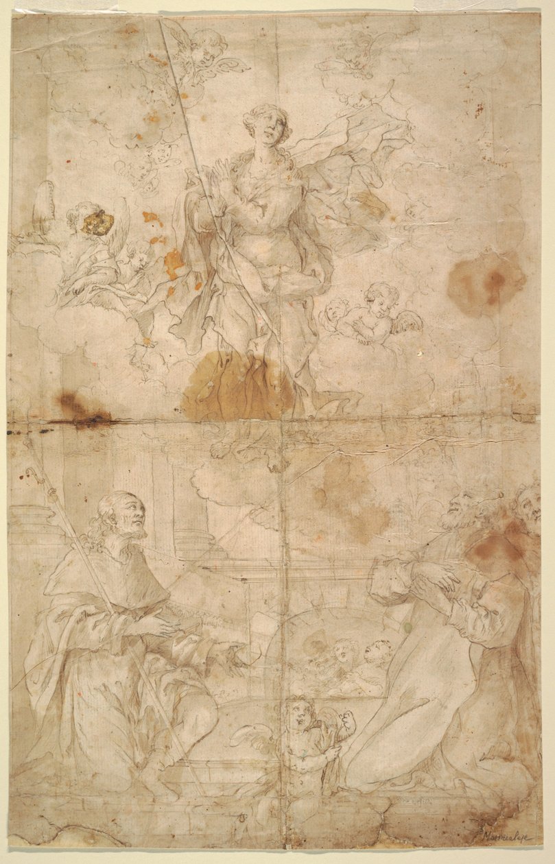 Dessin, Ascension de la Vierge, vers 1630-40 - Pietro Novelli
