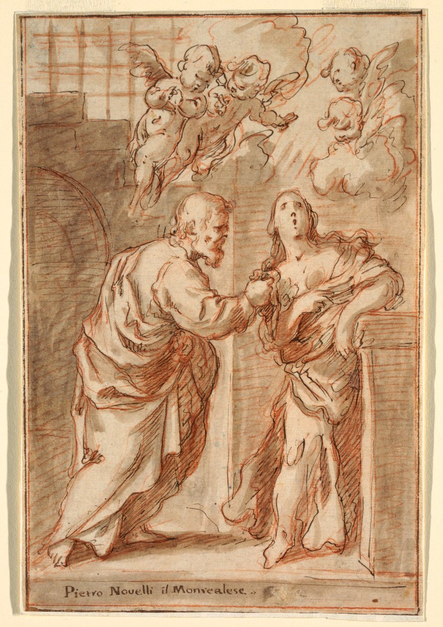 Dessin, Saint-Pierre et Sainte-Agathe, 1603-47 - Pietro Novelli