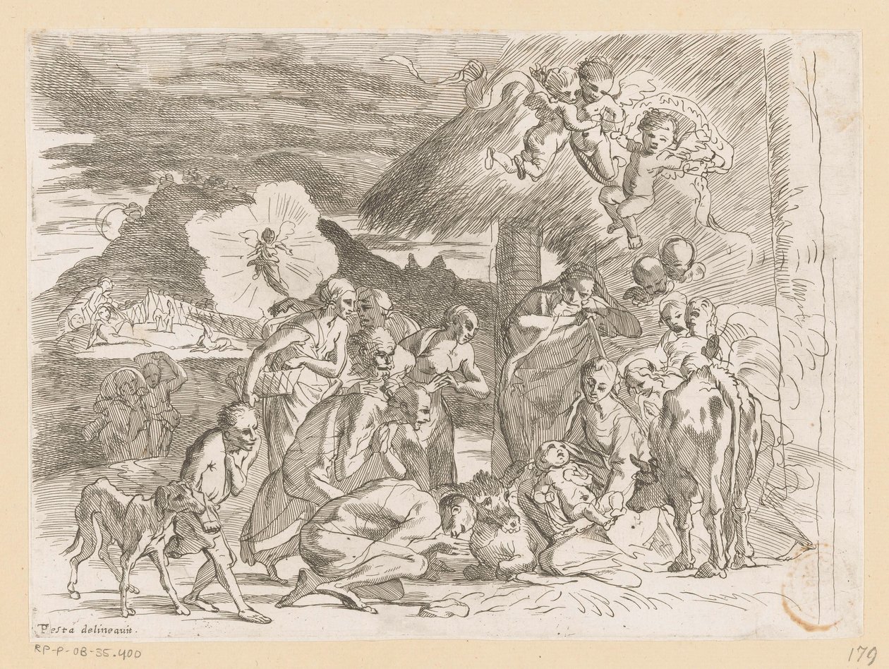 Adoration des bergers - Pietro Testa