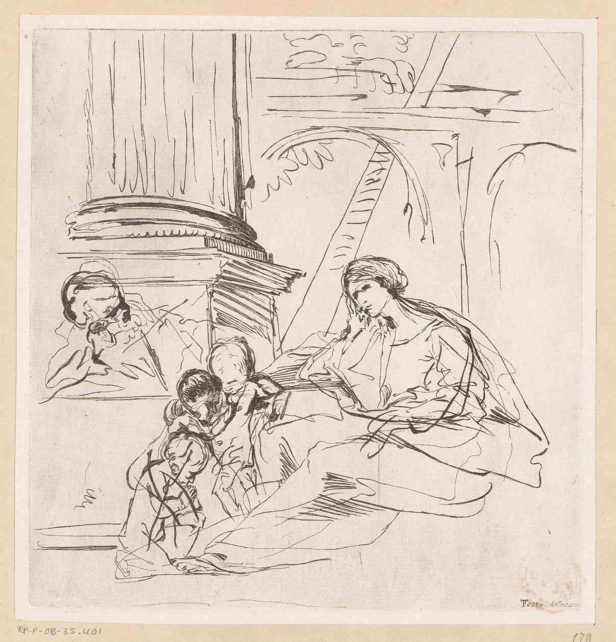Sainte Famille avec deux enfants - Pietro Testa