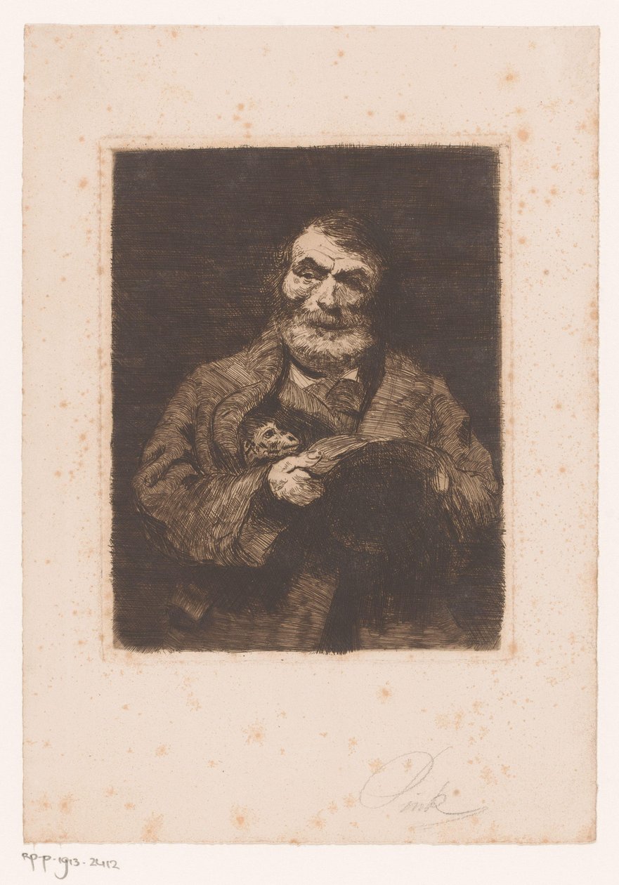 Homme avec singe - Pink (signed by artist)