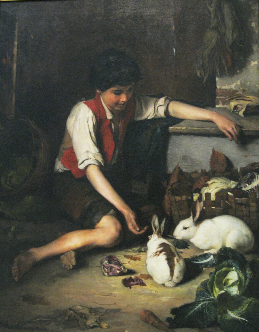 Enfant avec des lapins - Polychronis Lembesis