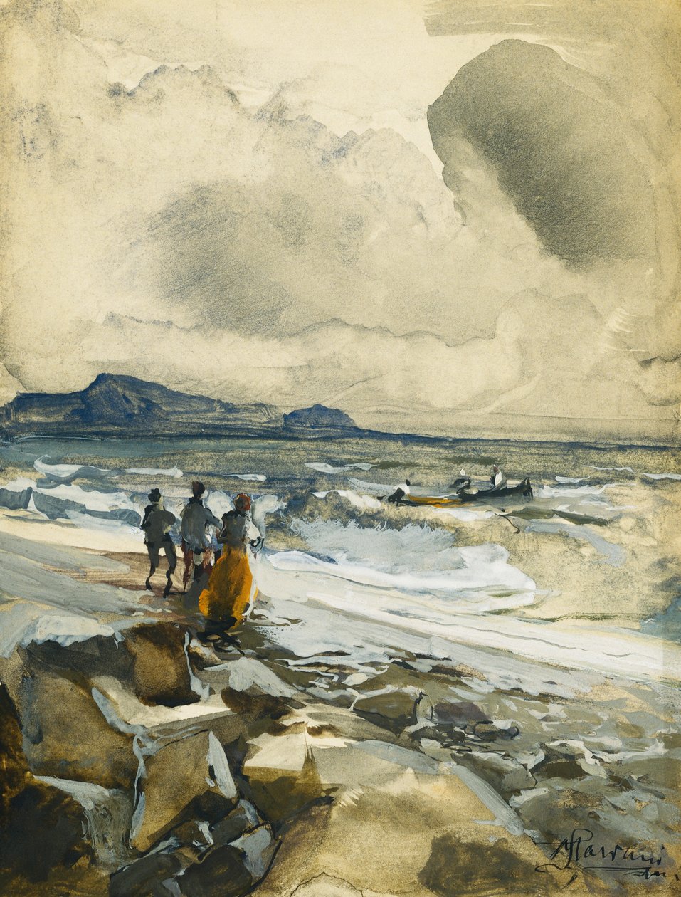 Sur la Plage - Pompeo Mariani