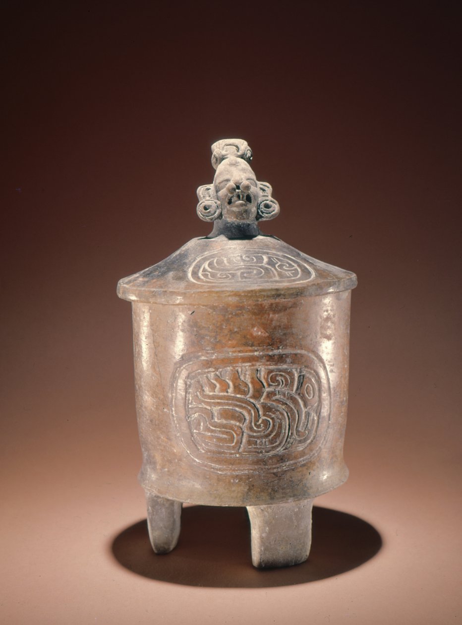 Bol tripode de style Teotihuacan avec couvercle effigie trouvé à Tikal - Pre Columbian Pre Columbian