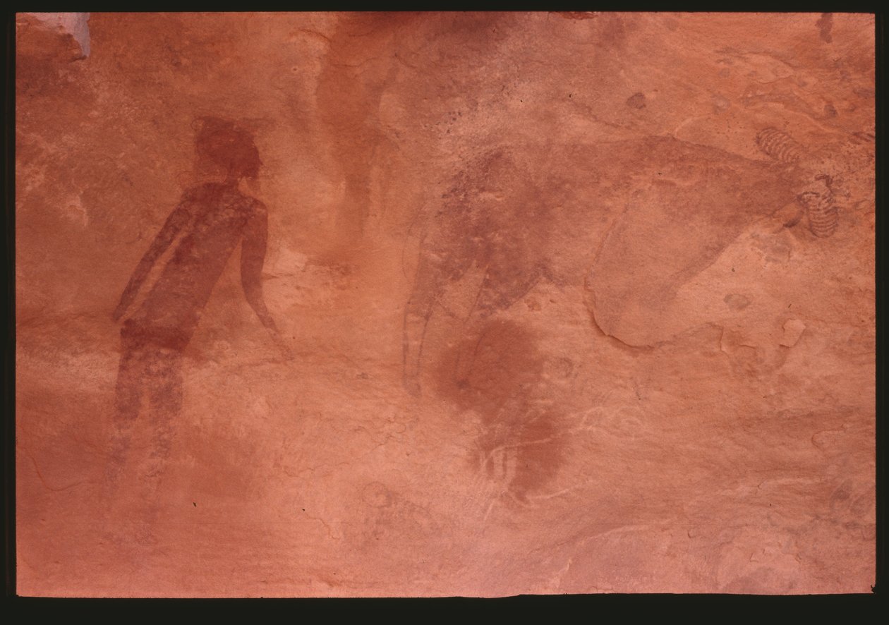 Figure humaine et un taureau (peinture rupestre) - Prehistoric