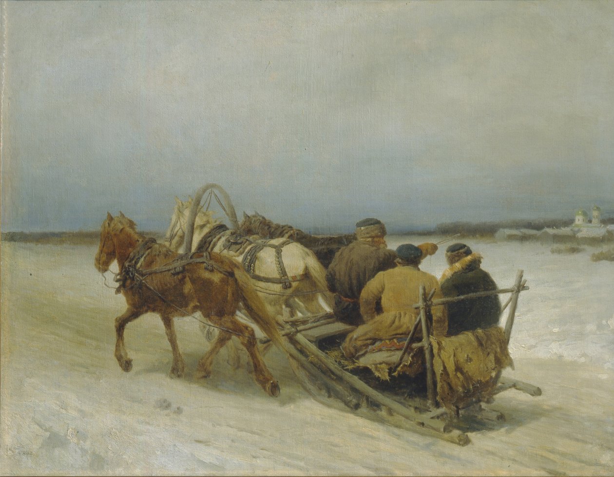 Troïka en hiver, années 1880 - Pyotr Petrovich Sokolov
