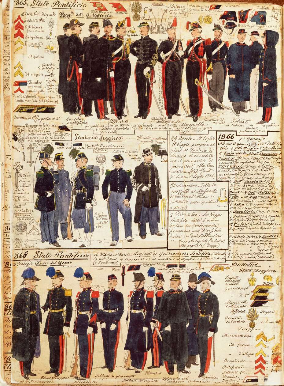 Divers uniformes des États pontificaux - Quinto Cenni