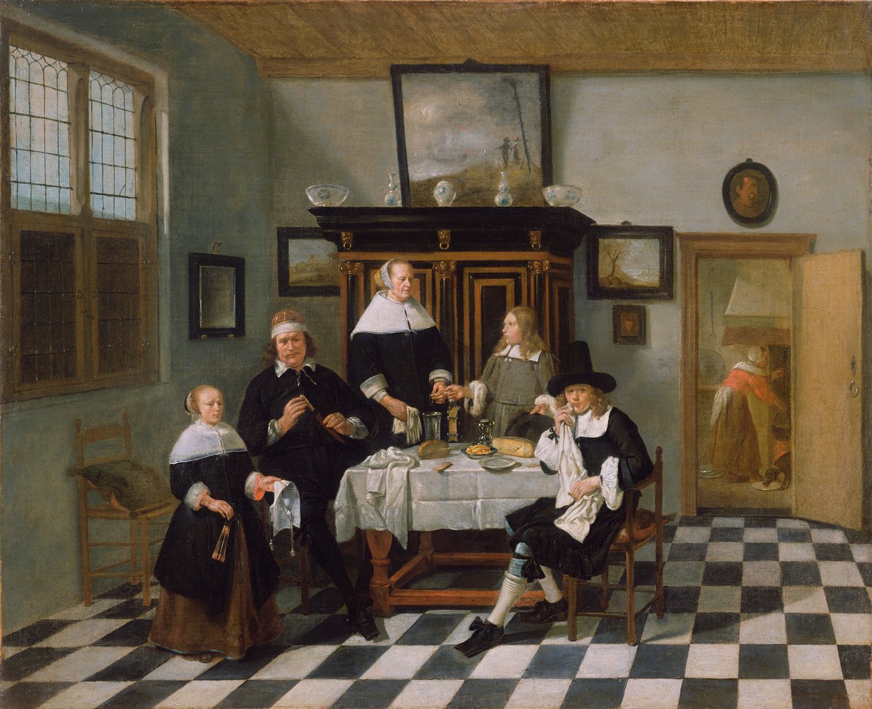 Groupe familial à la table du dîner, vers 1658-60 - Quiringh Van Brekelenkam