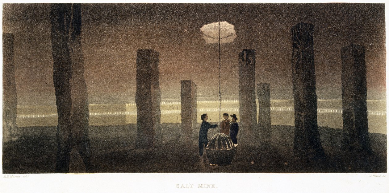 Mine de Sel, Cheshire, gravé par J. Bluck, 1814 - R.H. after Marten