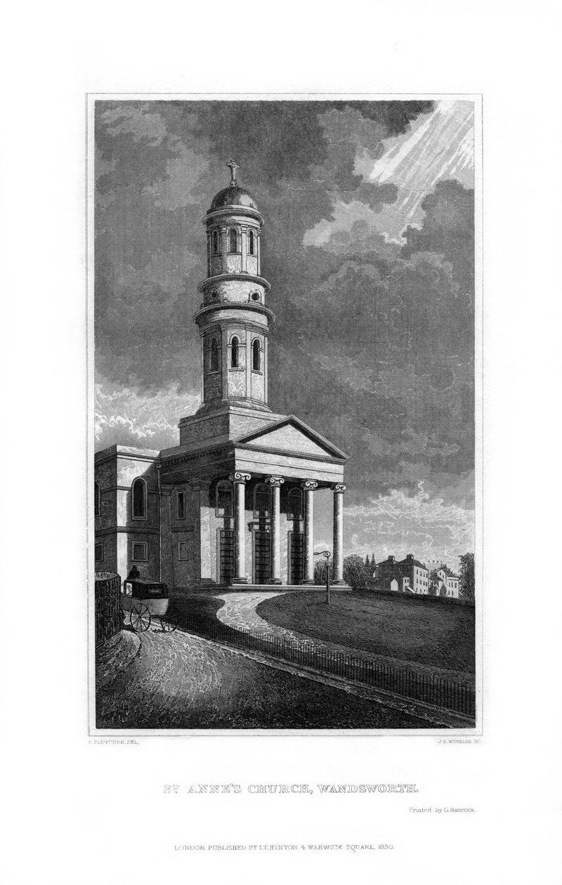 Église Sainte-Anne, Wandsworth, Londres, 1830 - R. Winkles
