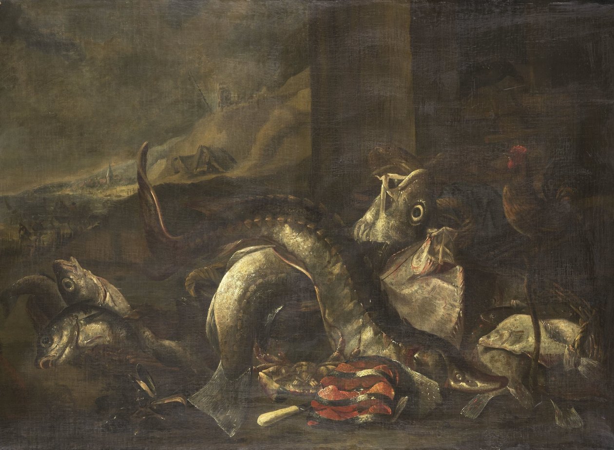 Nature morte avec poisson - R. van Burgh