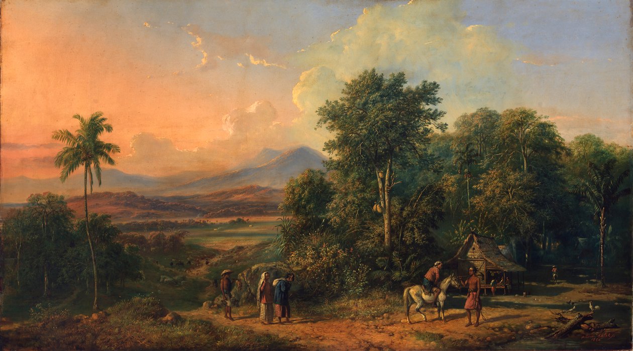 Forêt et maison indigène, 1860 - Raden Saleh