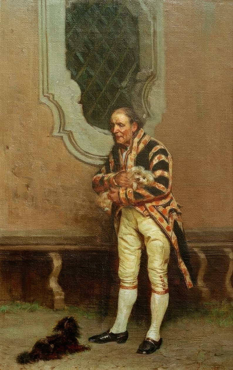 Valet de pied avec chiens - Raffaelo Tancredi
