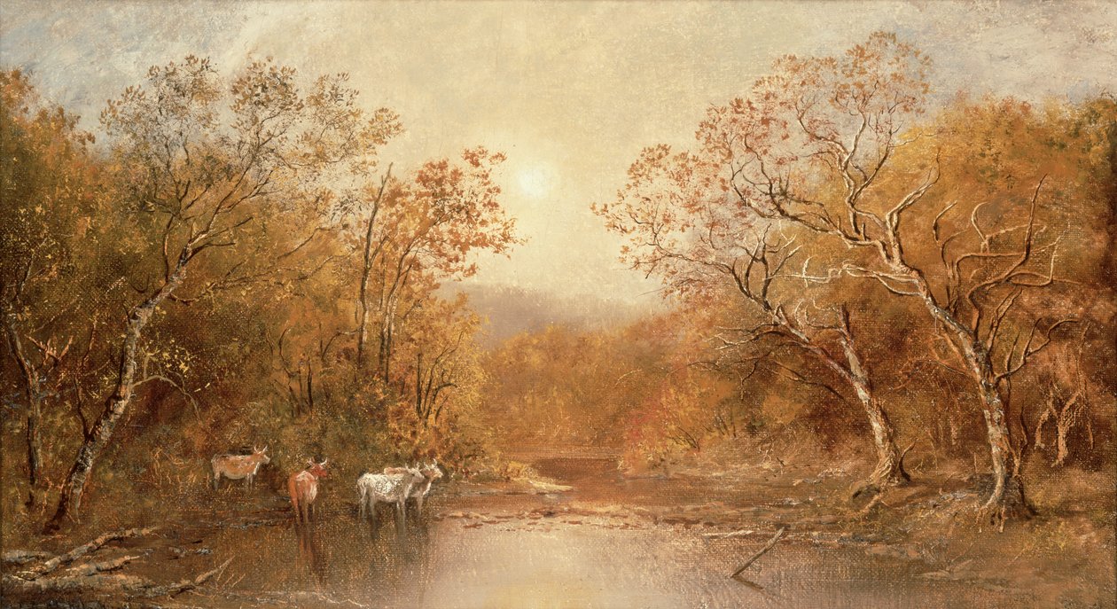 Paysage avec vaches (huile sur toile) - Ralph Albert Blakelock