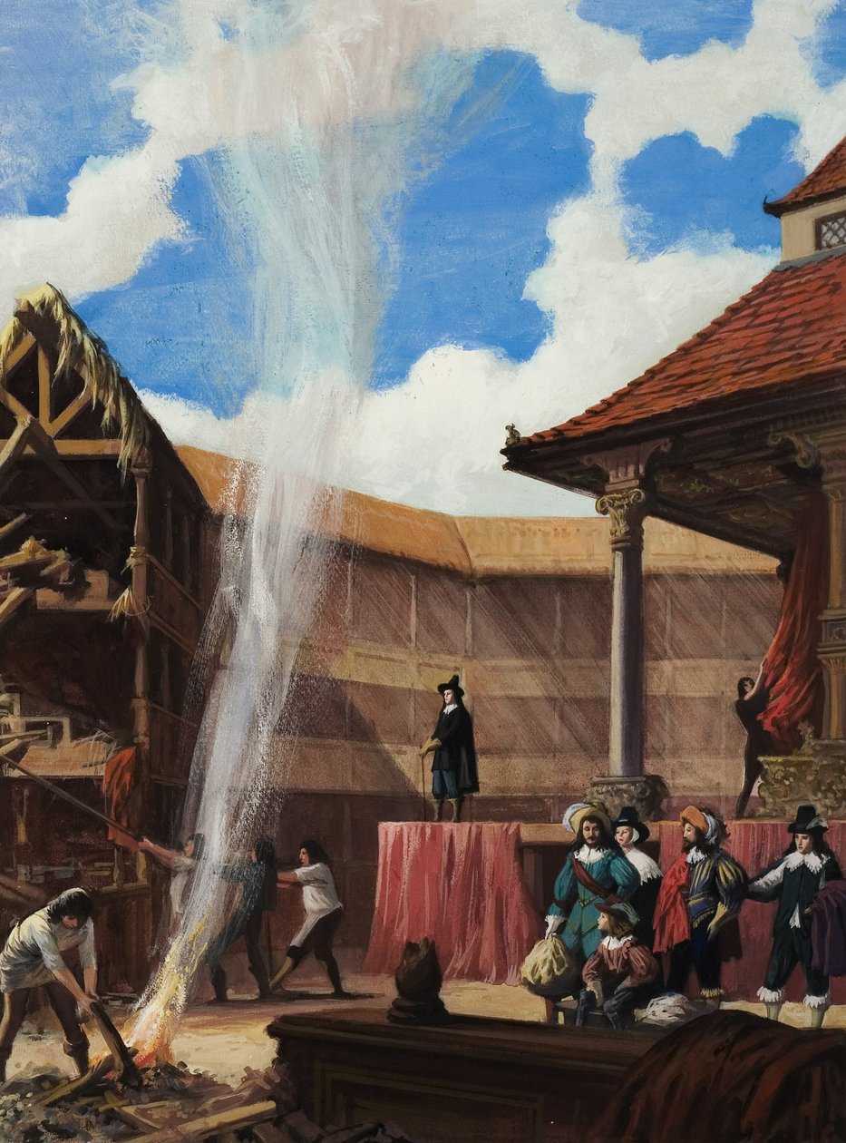 Puritains détruisant un théâtre (gouache sur papier) - Ralph Bruce