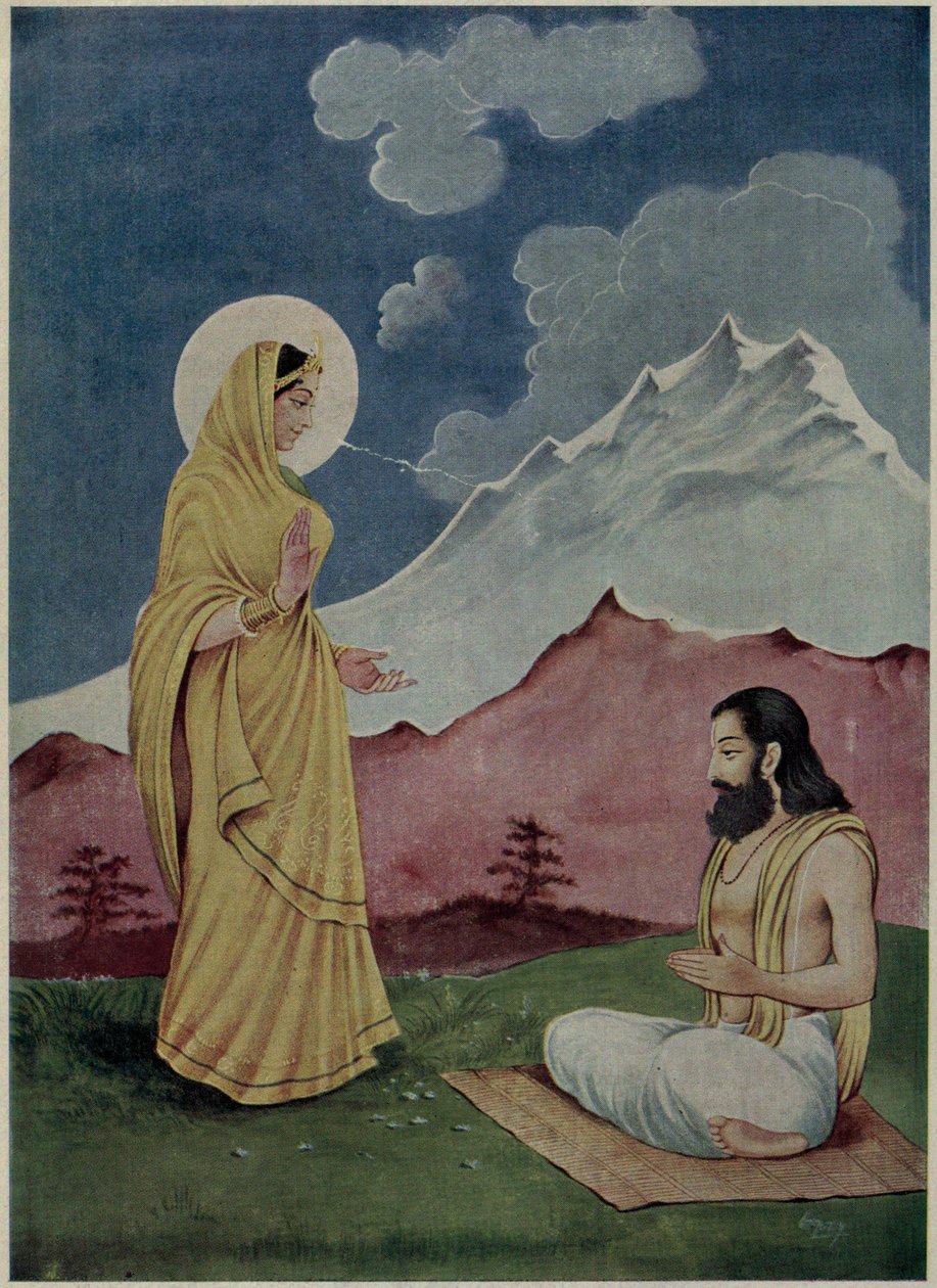 La déesse Gayatri apparaît devant le rishi Kaushika - Ramanarayanadatta astri