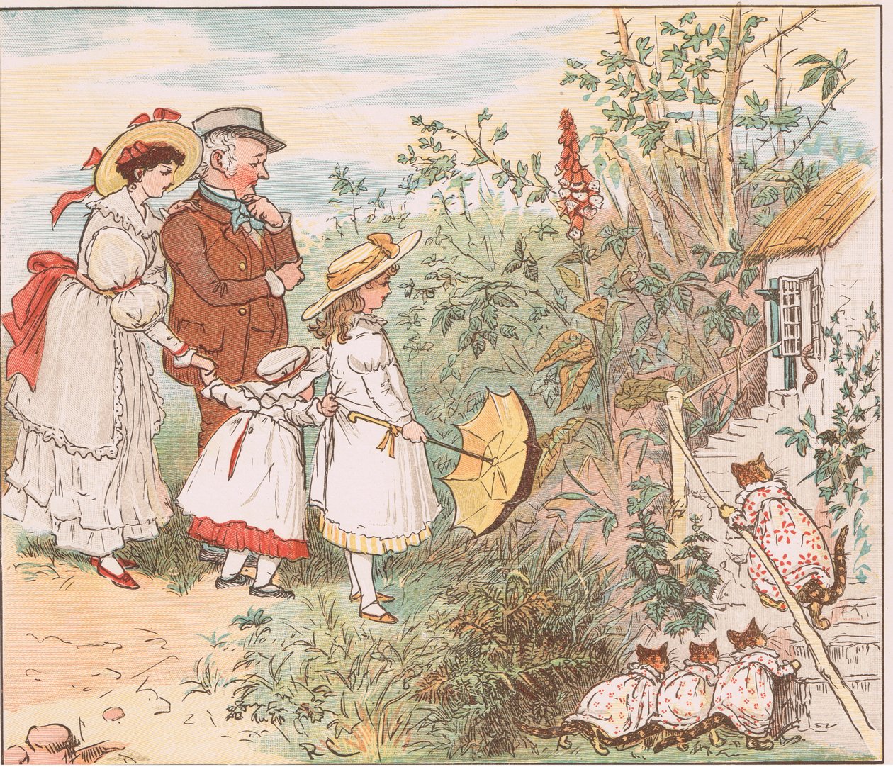 Un chat et ses chatons sont entrés en tumulte - Randolph Caldecott