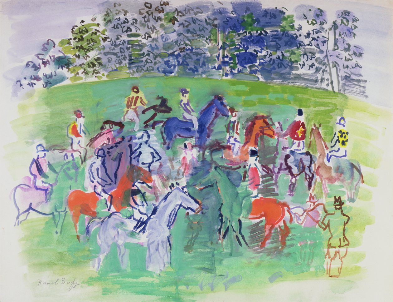 Aux Courses, c.1930-50 (gouache) - Raoul Dufy