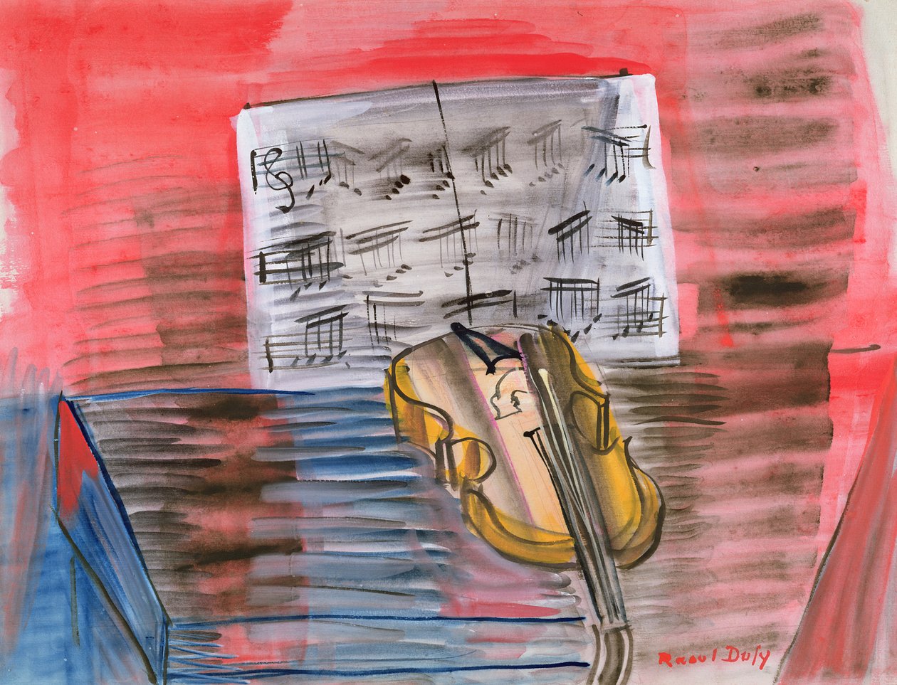 Le violon jaune (gouache et crayon sur papier) - Raoul Dufy