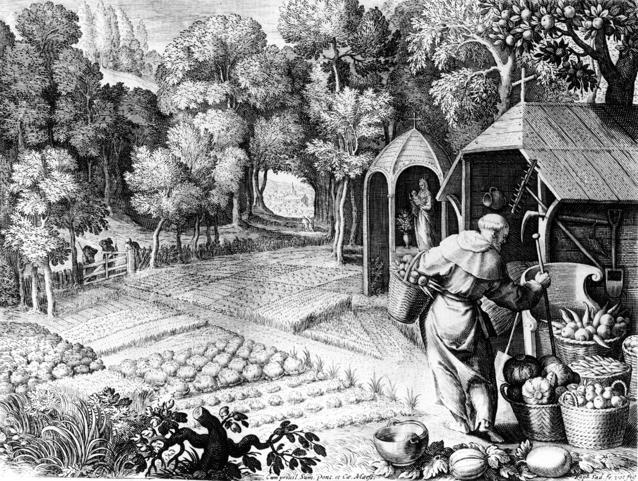 Saint Fiacre dans son jardin, vers 1580-1620 - Raphael I Sadeler