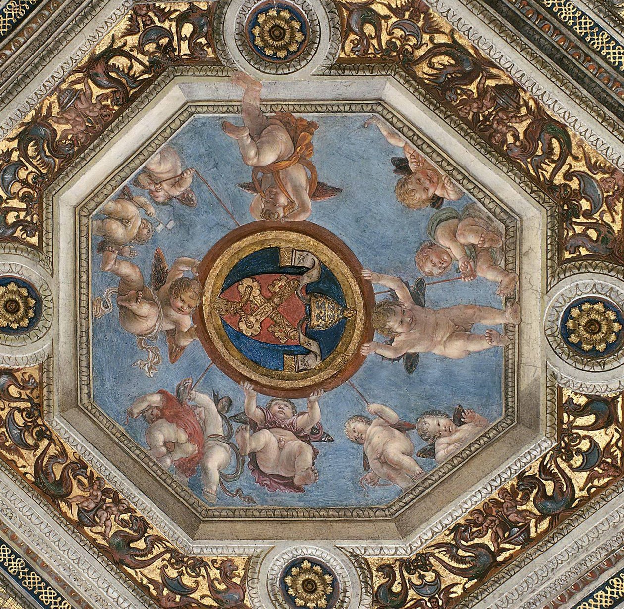 Plafond. Fresque dans la Stanza della Segnatura - Raphael