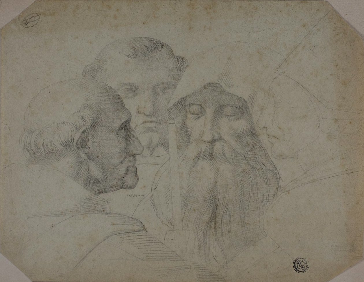 Quatre hommes en conversation - Raphael