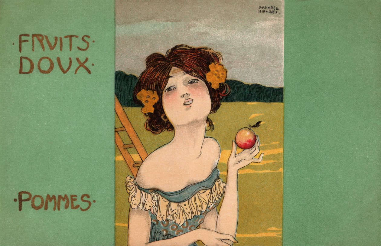 Cueillette des pommes, vers 1900 (illustration) - Raphael Kirchner