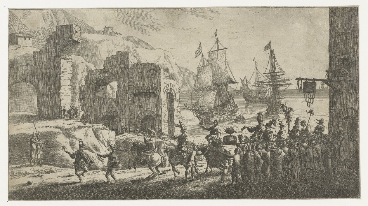 Mascarade dans un port - Reinier Nooms (attributed to)