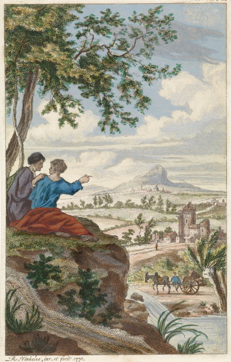 Personnages regardant un paysage - Reinier Vinkeles (I)