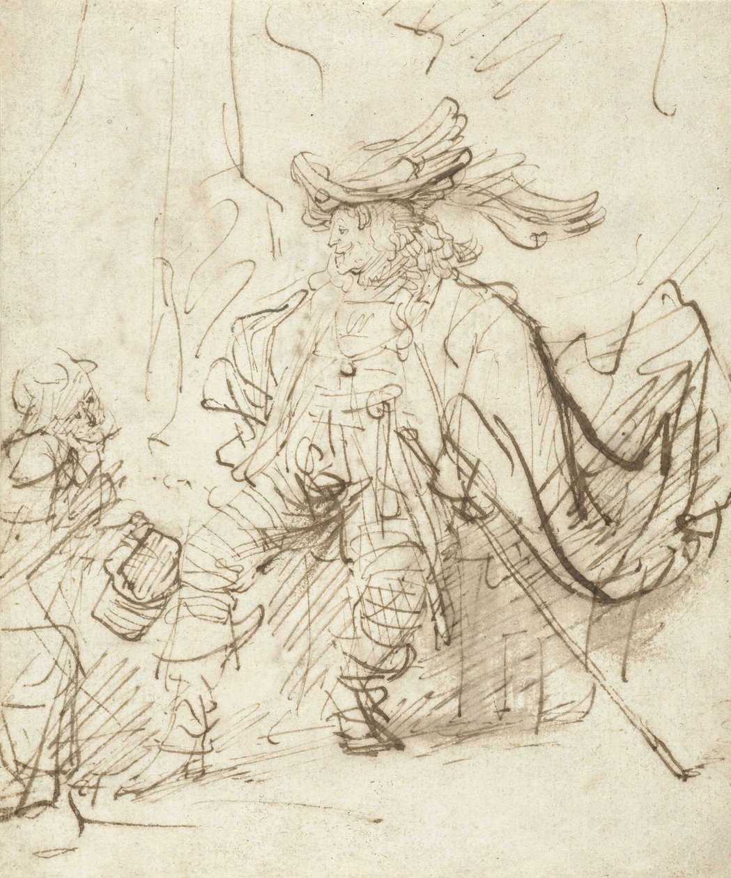 Acteur assis dans le rôle de Capitano, vers 1634-36 - Rembrandt van Rijn