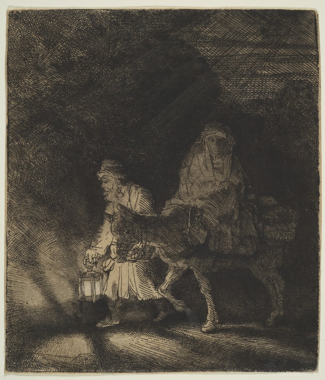 La Fuite en Égypte : une scène nocturne - Rembrandt van Rijn