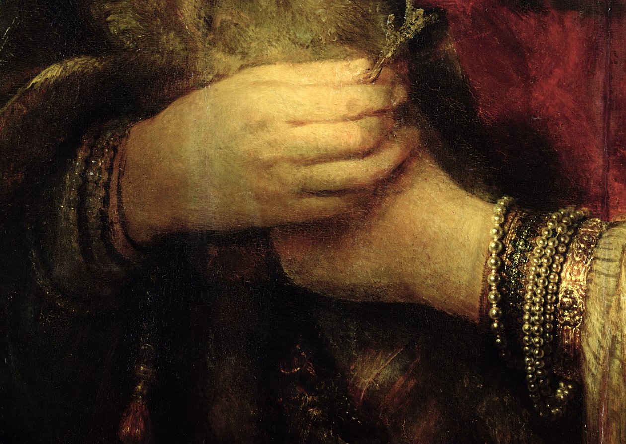 Portrait de Saskia van Uylenburgh (1612-42) en costume riche (détail) - Rembrandt van Rijn