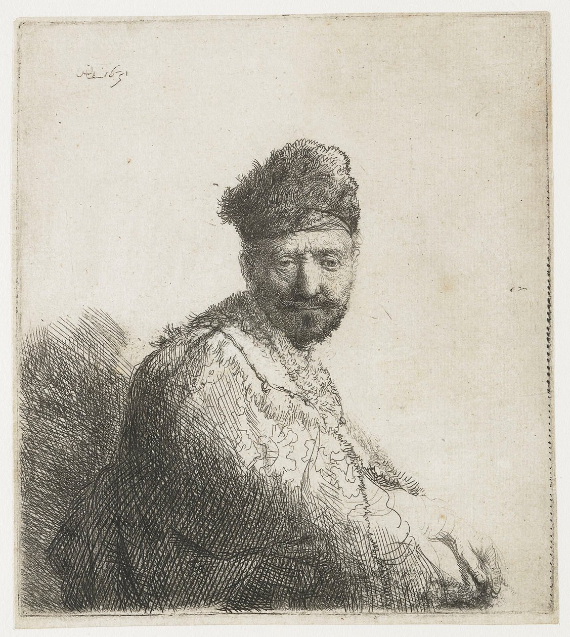Homme barbu, en bonnet et robe orientale fourrés : le père de l