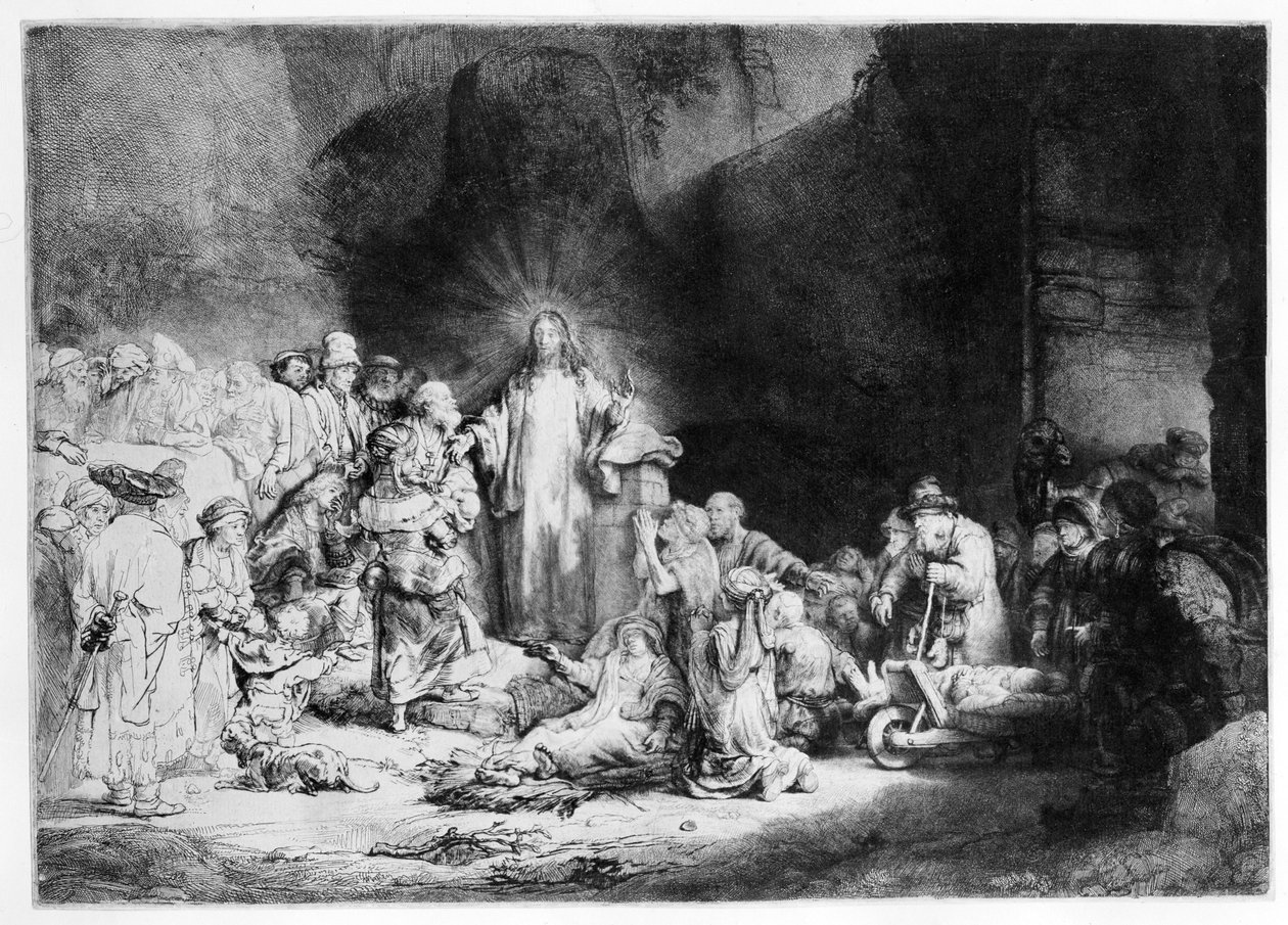 Christ prêchant dans un paysage rocheux, vers 1645 - Rembrandt van Rijn