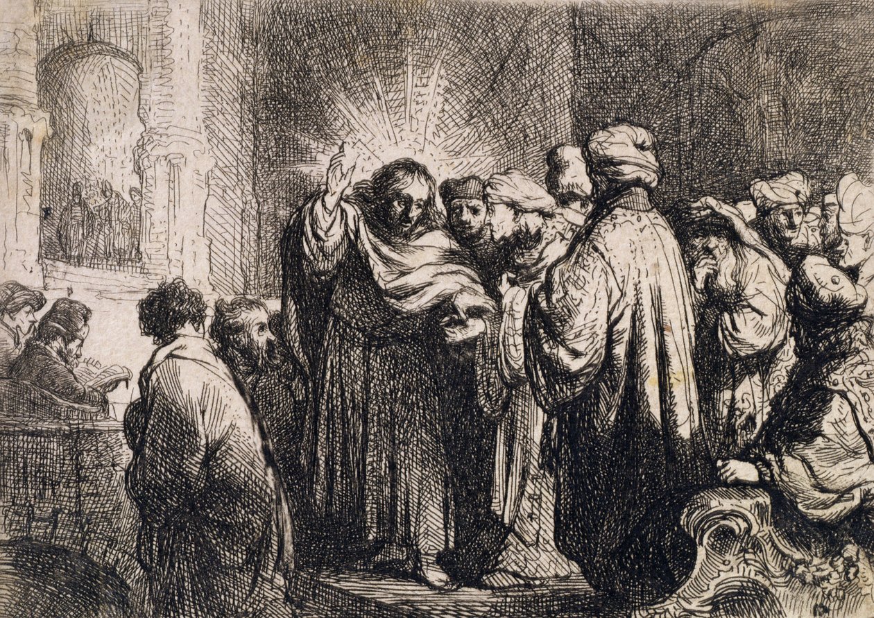 Christ avec les anciens, du scrapbook de Michael Faraday - Rembrandt van Rijn