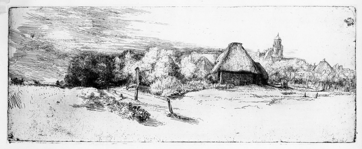Paysage avec une tour, vers 1651 - Rembrandt van Rijn