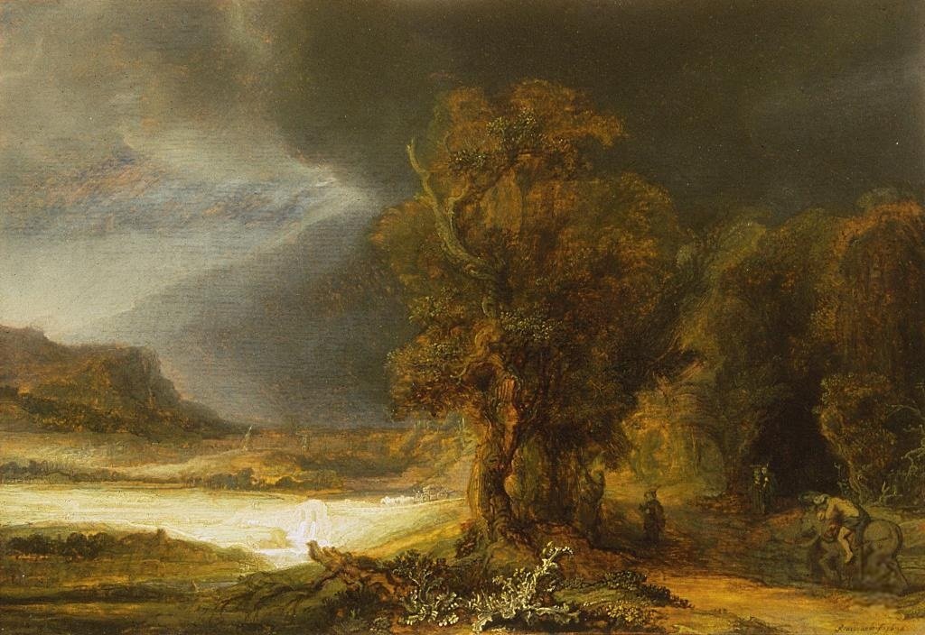 Paysage avec le Bon Samaritain - Rembrandt van Rijn